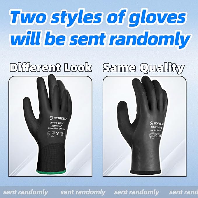 Schwer 2 Pairs 100% Waterproof Winter Work Gloves, ANSI A2 Cut Resistant Freezer Gloves for Outdoor Cold Weather Keep Hands Warm, Thermal Insulated Gloves for Shoveling Snow, Ice Fishing, XXL