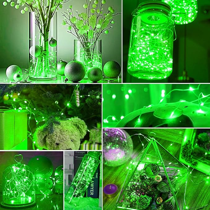 pozzolanas 12 Pack Green Battery Operated String Lights - 7ft Waterproof Fairy Lights with 20 LEDs for Home, Mason Jar, Party, Wedding, Halloween, Christmas Decorations
