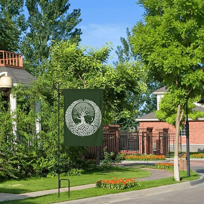 Viking Tree Garden Flag Vertical Double Sided Outdoor Yard Tree Flags 12.5x18 Inch Burlap Banners Vertical Double Sided for Outdoor Decor Lawn