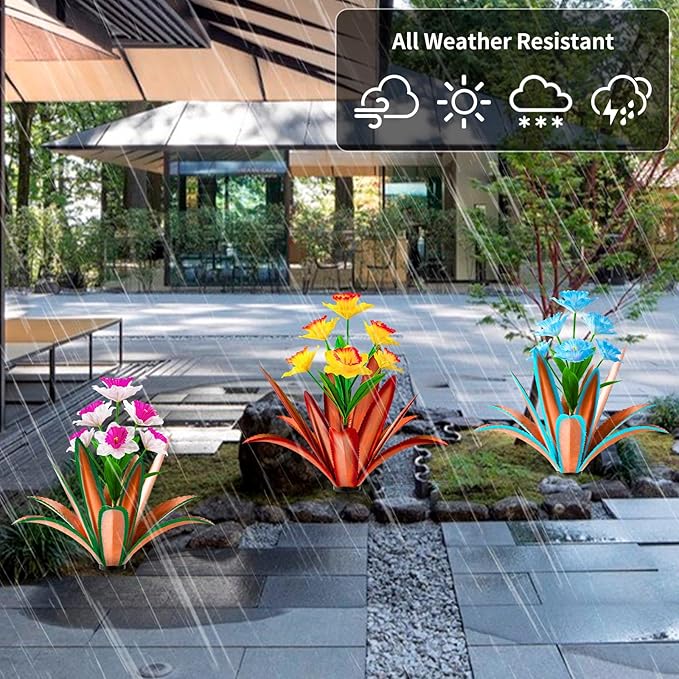 TOMBABY Huge Metal Agave Plants Outdoor Decoration Outdoor Garden Decorated with Flowers Mexican Yard Art Plant Garden Gift(red 2 Pack)