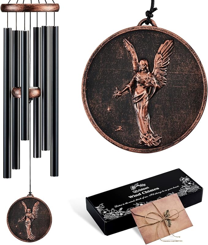 Gabzart Wind Chimes for Outside, Vintage Angel Deep Tone Wind Chime Outdoor Clearance, Memorial/Festivals/Birthday Gift for Mom Dad Women Grandma, Home Garden Patio Decor (34" Angel)