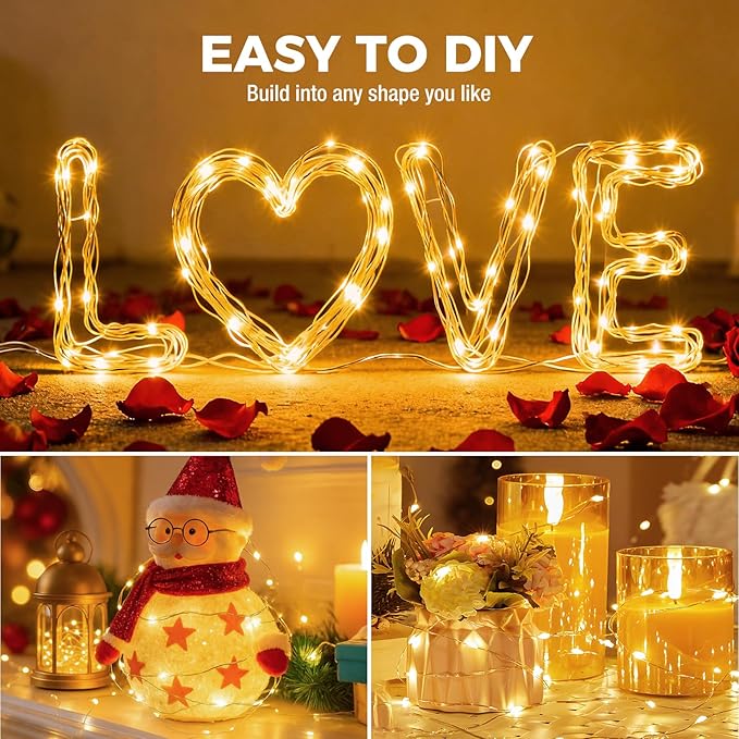 litogo 12 Pack 7FT 20 LED Fairy Lights Battery Operated, 3 Lighting Modes, Bulk Mini Twinkle String Lights Waterproof Silver Wire for Weddings Mason Jars Party Christmas Decorations-Warm White