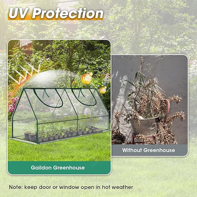 Mini Greenhouse, 47×23×23" Portable Greenhouse for Indoor Outdoor, Small Green House for Plants, Seedling, Germination (Clear, 47x23x23 inch)