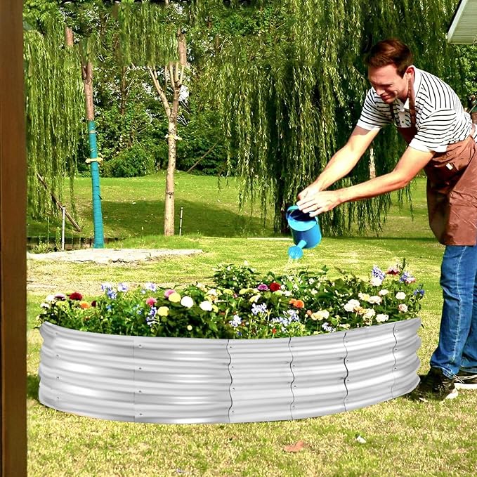 6x3x1FT(2 Pack) Galvanized Planter Raised Beds, Outdoor Metal Raised Garden Bed for Vegetables, Herbs, Flowers (Silver, 6×3×1FT (2-Pack)