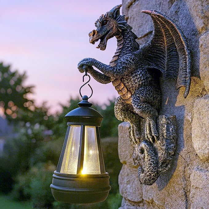 Dragon Tree Hugger with Solar Lantern Dragon Lamp Decor Garden Statue Outside Outdoor Yard Unique Gifts for Mom Women Grandma