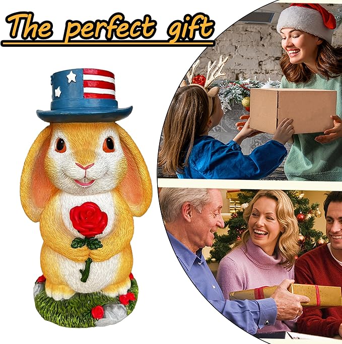 Slo y en i a Desktop Decorative Bunny Home Decor Statues Infuse Warmth and affection into The Home Rabbit Statue - Resin Outdoor Decor for Yard, Ornaments Gift for Garden Lovers