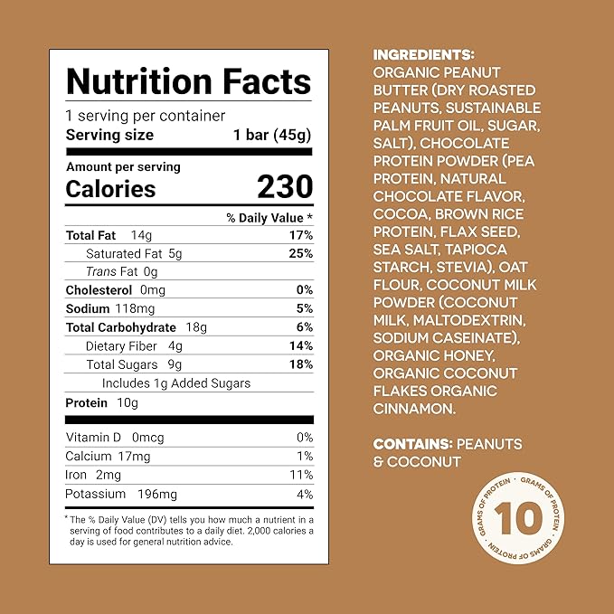FROPRO Plant Protein Snack Bars - Plant Based Protein Bars, All-Natural, Gluten, Dairy, & Soy Free, High Protein Bars with Low Calories | Coconut, 24 Pack