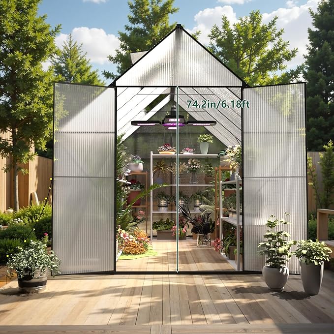 Green House for Outside, Greenhouse for Outdoor, Walk-in Garden Greenhouses, Heavy Duty Polycarbonate Greenhouse, Backyard Green Houses (8x10)