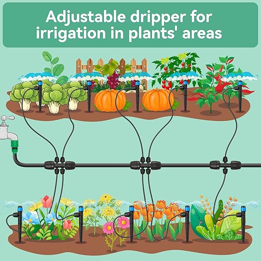 Drip Irrigation Emitters for 1/4" Tubing: Adjustable 360 Degree Water Flow Drippers with Lock Barbed - Drip Spray Emitters Parts for Garden Watering System (25pcs)
