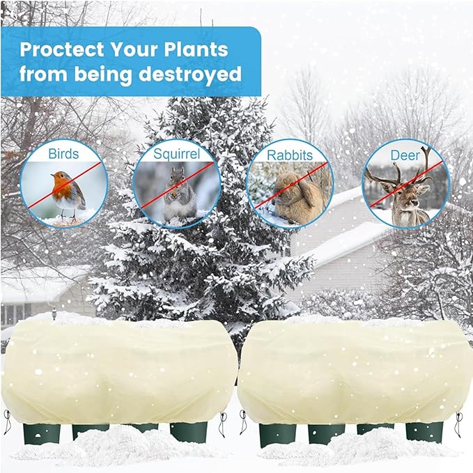 BATULU Plant Frost Protection Cover, Rectangular Garden Blanket with Drawstring, Plant Covers Freeze Protection,68.8 x 17.7 x 15.7 Inch, 2 Pack