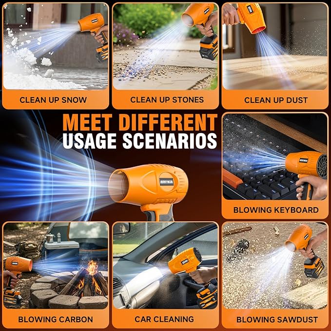 ALLOYMAN 20V Cordless Leaf Blower, 980000RPM Handheld Leaf Blower Cordless with Battery and Charger, Adjustable Speed Lightweight Blowers for Lawn Care, Patio, Leaves & Dust Cleaning
