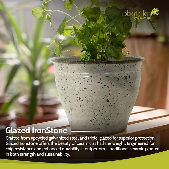 Headwind Riverside Collection – 6" Chamois Glazed Decorative Plant Pots Indoor with Drainage & Outdoor - Modern Flower Pot Weather-Resistant Lightweight Planter by Robert Allen