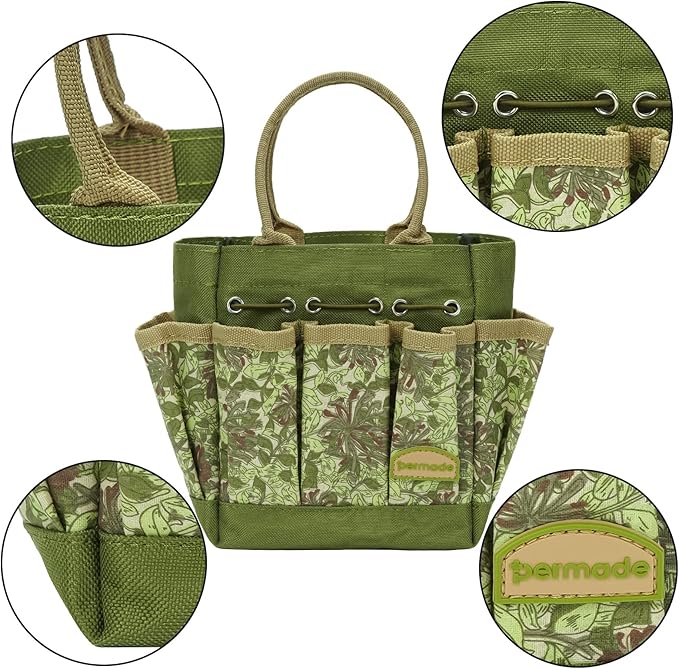 Permade Succulent Tools Kit with Organizer Bag- 13Pcs Indoor Gardening Tools |Mini Succulent Hand Tools with Tote, Succulent Transplanting Supplies, Present for Gardeners Plant Care (Honeysuck)