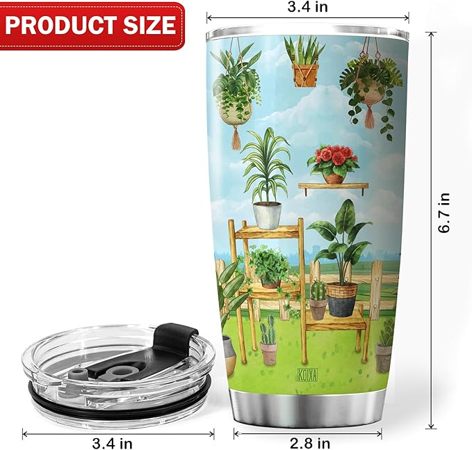 KOIXA Gardening Coffee Tumbler Birthday Gifts For Women Adults Mom Friends Girls Grandma Plant Lovers Botanic Travel Mug With Lid Insulated Cup Cold Steel Tumblers Inspirational Quotes
