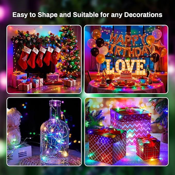 ZGWJ 12 Pack Fairy Lights Battery Operated, 7ft 20 Mini LED Fairy String Lights Silver Wire 3 Modes for DIY, Parties, Wedding, Bedroom, Halloween Christmas Decoration Multicolor