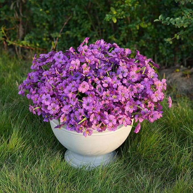Stymedeca Artificial Flowers for Outdoor Faux Plants for Spring Summer Decoration, UV Resistant Realistic Silk Plastic Fake Flowers Garden Porch Patio Balcony Yard Front Home Decor, 24 Bundles