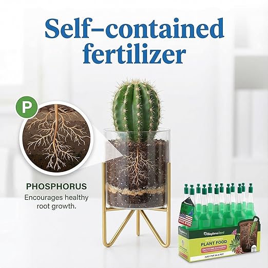 BIOPLENAFEED Cactus & Succulent Plant Food | Easy Cut & Stick Liquid Fertilizer | Made in USA | Promotes Growth & Blooms