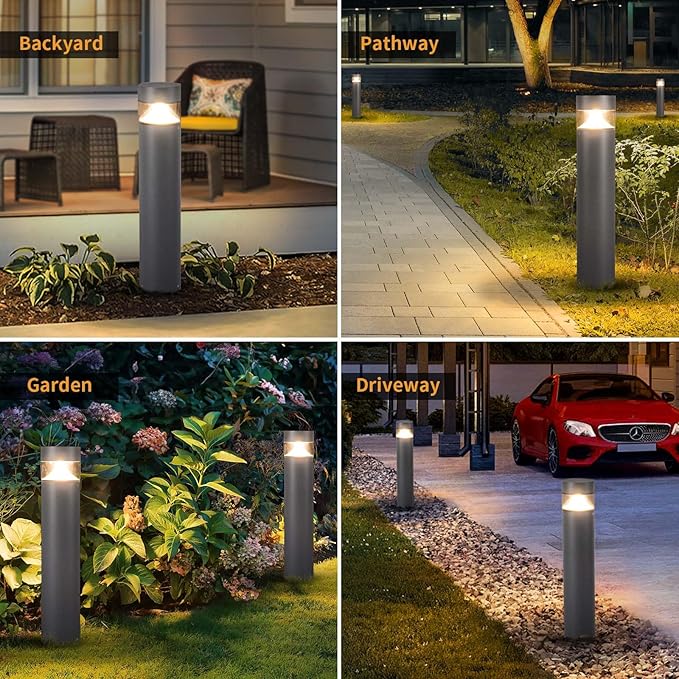 Linkmoon Outdoor Pathway Light, 32 in IP65 Waterproof Driveway Lights, 3000K led Landscape Lighting Outside，620LM Path Lights, 120V Hard Large Bollard Lamp for Garden Yard Patio Lawn Walkway Decor