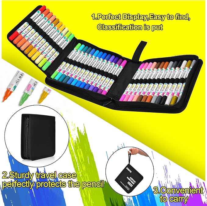 KEMYR 36 Colors Acrylic Paint Pens, Dual Tip Acrylic Paint Markers for Paper, Wood, Canvas, Stone, Rock Painting, Glass, Fabric, DIY, Ceramic, Art Supplies for Adults Drawing (Dot + Fine)