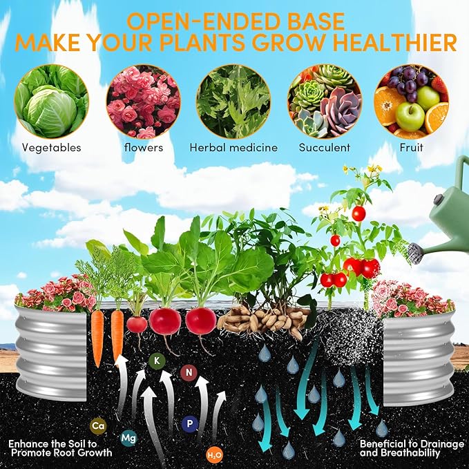Galvanized Raised Garden Bed Kit - Durable & Aesthetic Raised Garden Bed for Outdoor Gardening, Perfect for Vegetables, Fruits, Flowers, Easy Assembly, 4x2x1 FT (1-Pack)