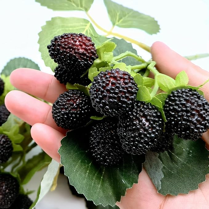 M2cbridge 4PCS Artificial Raspberry Red Berry Strawberry Faux Fruit BlackBerry Props Table Decoration (Black)