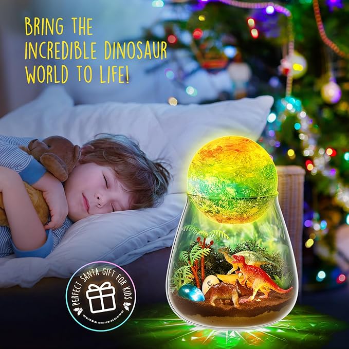 LAOESE Dinosaur Terrarium Kit for Kids - Dino Kid Crafts with DIY Moon Lamp Kit - Birthday Gift for Boys Ages 4 5 6 7 8-12 Year Old - Arts and Crafts for Boy and Kids - Gifts for Boys
