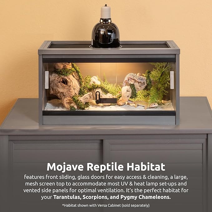 New Age Pet ECOFLEX Small 24" Reptile Habitat Enclosure, Glass Front Terrarium for Snakes, Lizards & Tortoises, in Maple or Grey, Easy to Clean, Front Access Design