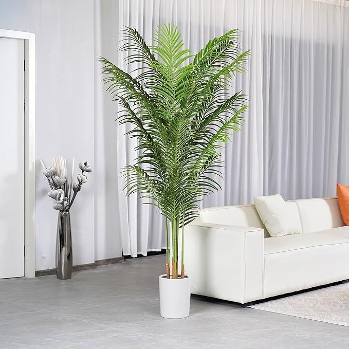 ProDeco Artificial Palm Tree 7.2Ft Tall Large Fake Plant Indoor Decorative Faux Silk Green Potted Plants for Office Living Room Outdoor Home Decor (2 Pack)