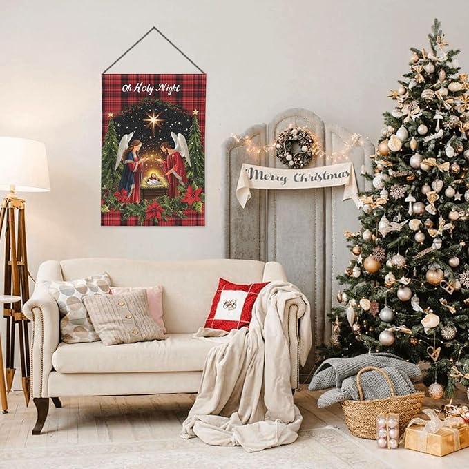 Christian Christmas Garden Flag 12x18 Inch Double Sided All-Weather Polyester Outdoor Flag For Patio Lawn Yard And Garden Welcome Decor