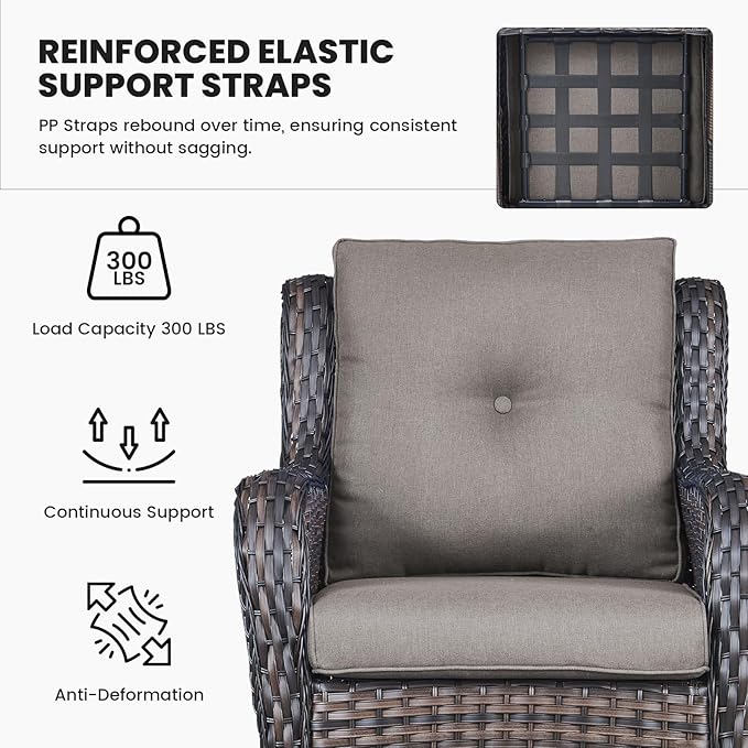 Belord Wicker Furniture 4 Pieces Outdoor Patio Furniture Set Patio Loveseat Sofa Set with Wicker Chairs and Coffee Table, Paito Conversation Set for Porch Garden Deck Balcony Poolside