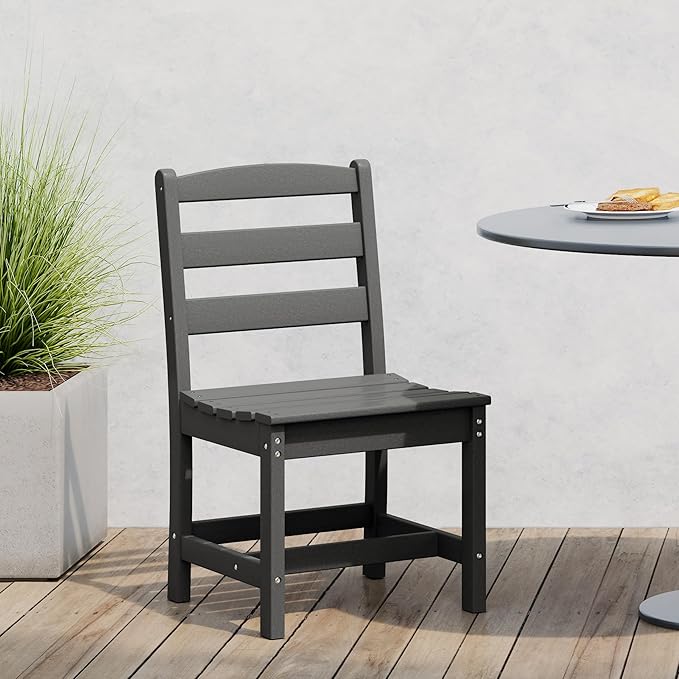 WestinTrends Ashore Outdoor HDPE Patio Classic Armless Dining Side Chair, Gray