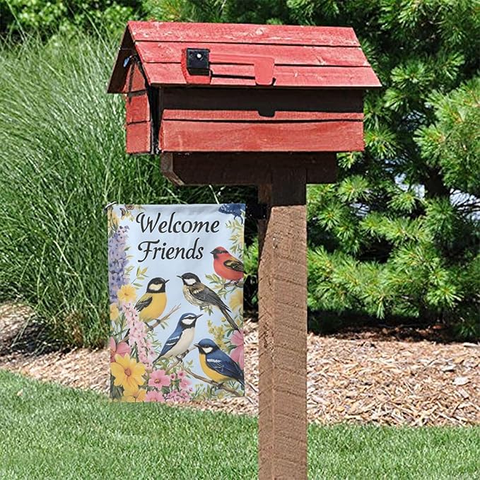 Friends Bird Garden Flag 12x18 Inch Double Sided All-Weather Polyester Outdoor Flag For Patio Lawn Yard And Garden Welcome Decor
