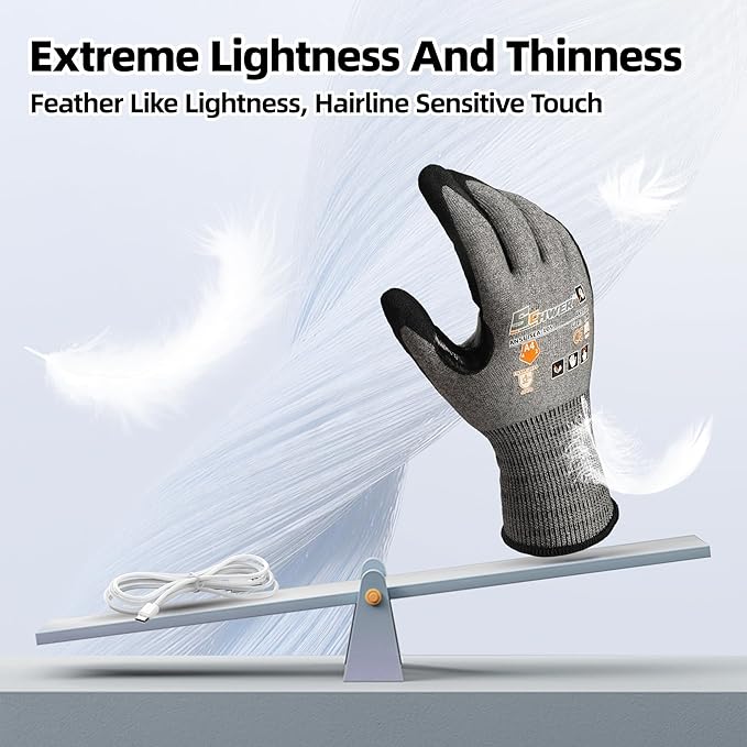 Schwer AIR-SKIN Cut Resistant Gloves AR5918 with Extreme Lightweight&Thin, Level 5 Wire Metal Gloves for Refined Work, Touch-screen, Fiberglass-free, 3D-Comfort Fit, Breathable, Black 2 Pairs (XL)