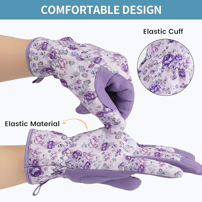 Pleneal Gardening Gloves for Women Men - Leather Garden Gloves Thorn Proof, Outdoor Protective Working Gloves for Weeding