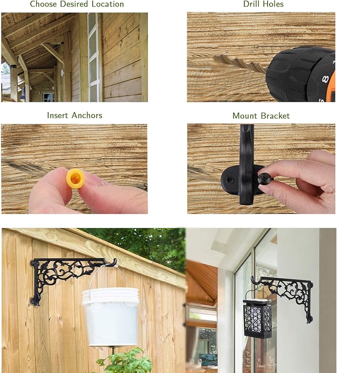 Plant Hanging bracket,13 Inch Aluminum Heavy duty plant hanger,durable rust-resistant Decorative wall mount plant bracket hook for outdoor indoor Hanging Plant Flower Lantern Bird Feeder Wind Chimes