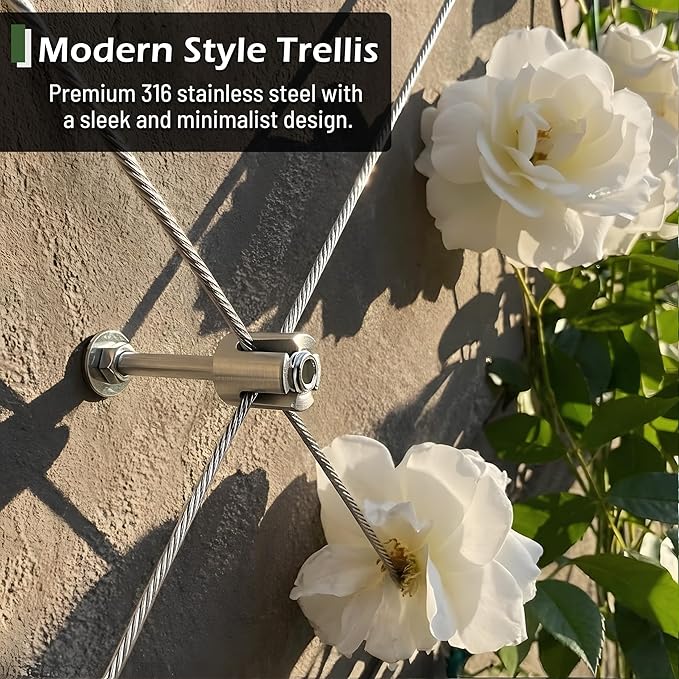 Acemaker Wire Trellis for Climbing Plants Outdoor, 20-Set Wall Trellis Kit, T316 Espalier System for Fence and Garden DIY Projects (Hubs Only, Without Cable)