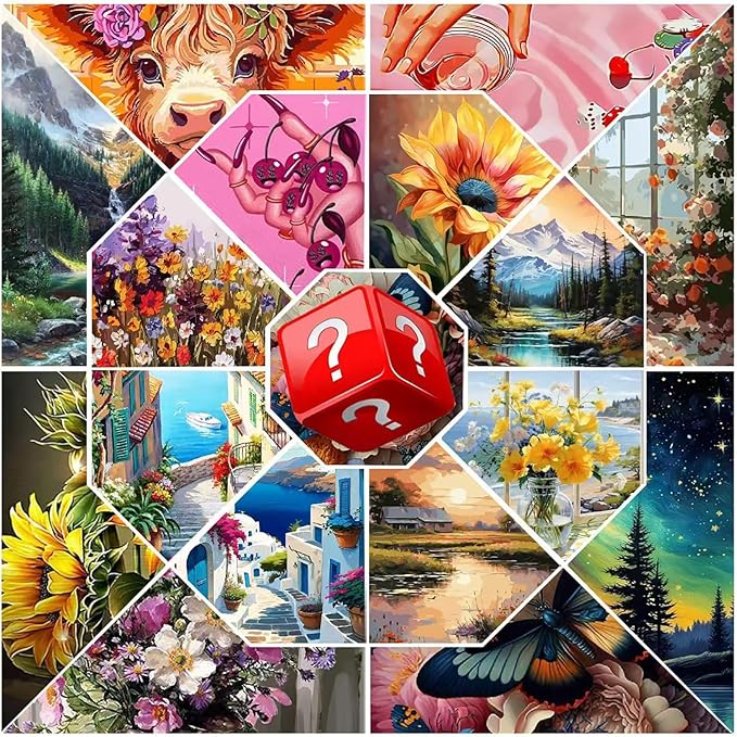 GemZono Mystery Colorful Diamond Art Painting Kits, DIY Random Diamond Art Kit for Adults Full Round Drill,Paint with Diamond for Gift, Funny Crafts for Home Wall Decor&Gift-12x16in