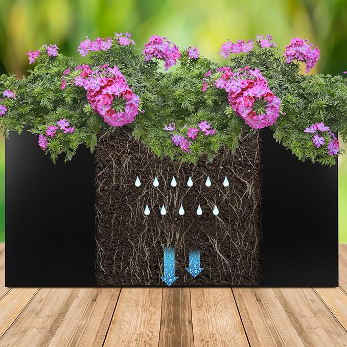 Meyoppm Metal Planter Box 40"x16"x24", Rectangular Steel Planter Box Frost Proof Rust Resistant Indoor&Outdoor, Heavy Duty Steel Planters for Commercial and Residential Use, Black