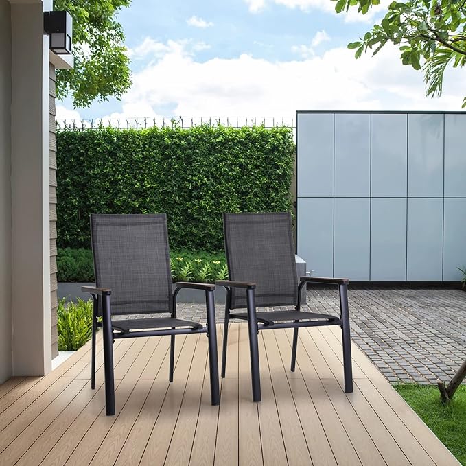 Sophia & William Patio Dining Chairs 6 Pieces Aluminium Outdoor Dining Chairs with Lightweight Textilene Patio Chairs Stackable for Lawn Garden Backyard Pool All Weather