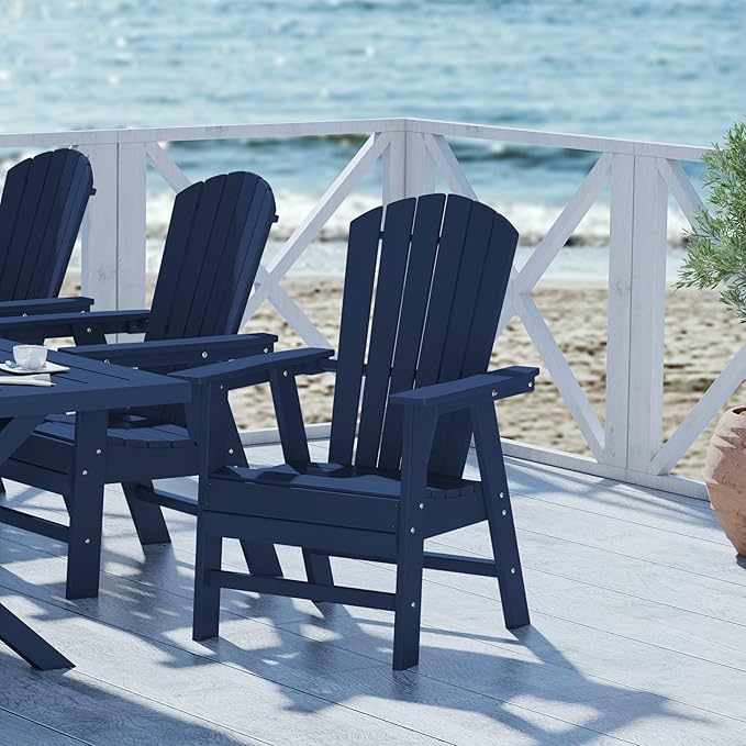 WestinTrends Dylan Dylan Outdoor Patio Shell-Back Adirondack Dining Chair Weather Resistant Navy Blue