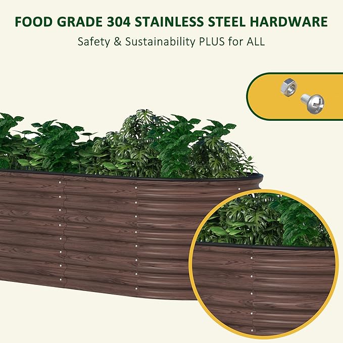 BlueWish 8ftx2ftx2ft Raised Garden Bed Outdoor with Aluminum Support Bars, Planter Raised Beds with Galvanized Steel, Bottomless Design, Raised Bed for Gardening, Backyard, Lawn