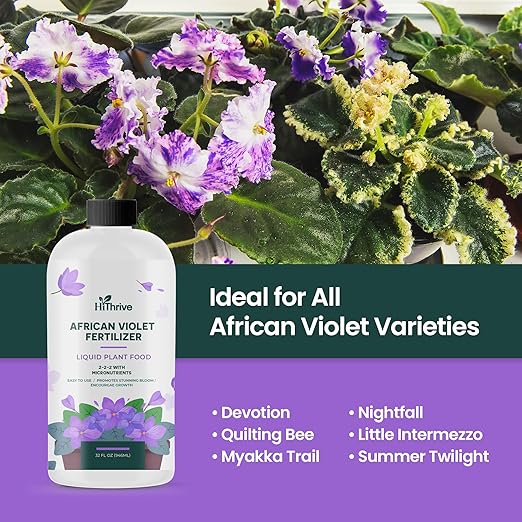 32oz African Violet Fertilizer for African Violets Live Plants - Makes 48 Gallons of Indoor Plant Food for Houseplants, Balanced Macro & Micronutrients Formula for Vibrant Blooms & Lush Foliage