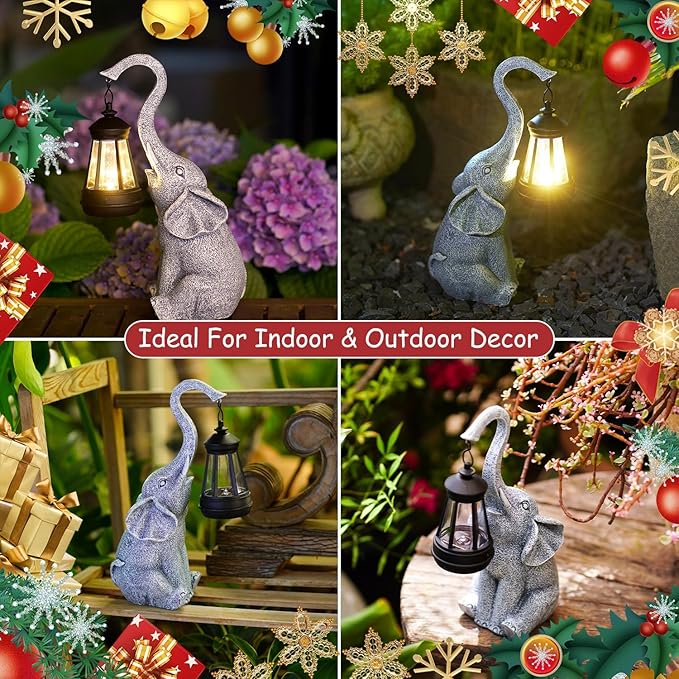 Goodeco Elephant Statue for Garden Decor with Gift Appeal - Ideal Gifts for Women, Mom or Birthdays, Beautifully Crafted Outdoor & Home Decor to Wow Your Guests (11" Elephant)