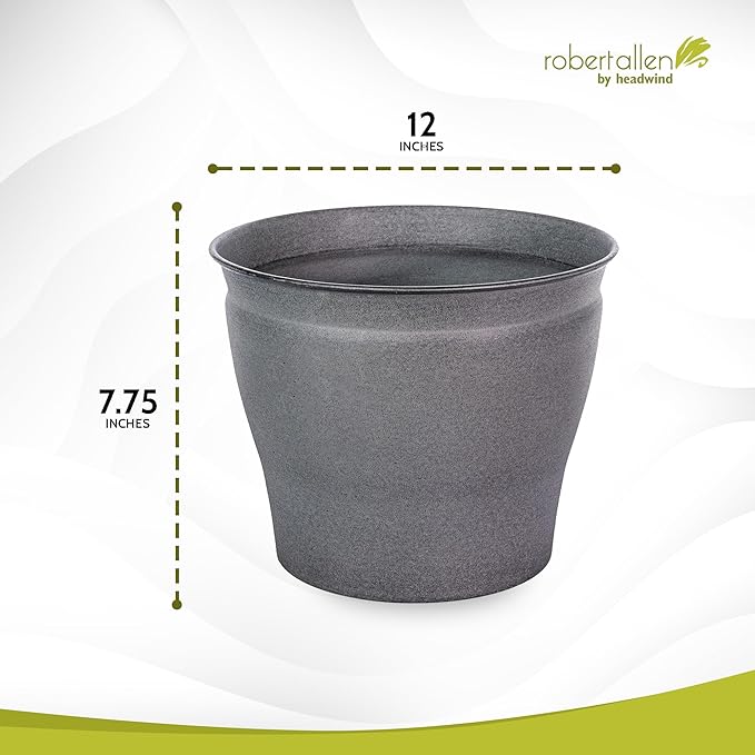 Headwind Natural Ironstone Timberline Collection - 12" Slate Grey Decorative Planter for Outdoor Pots for Plants – Modern Indoor Plant Pots, Large & Small Planters for Indoor Plants by Robert Allen