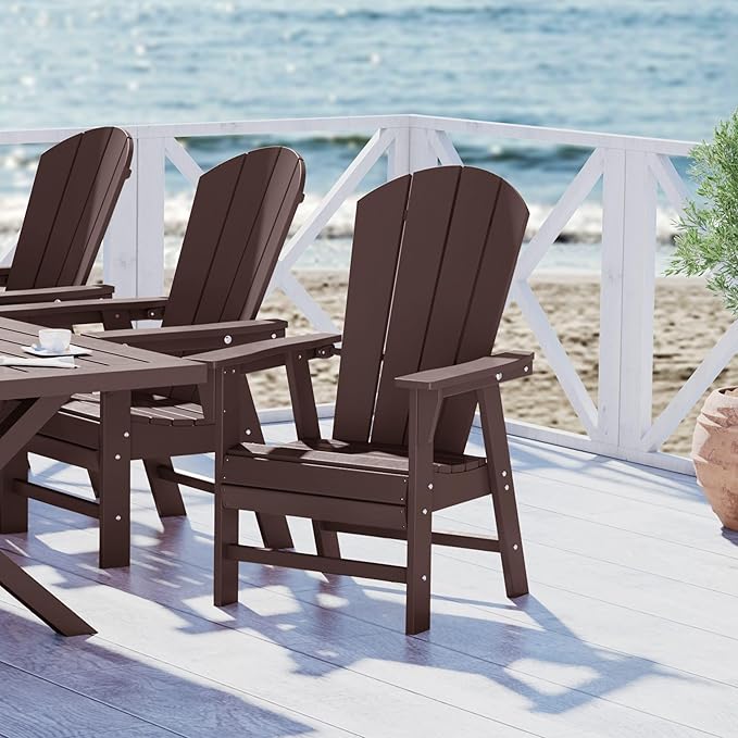 WestinTrends Malibu Malibu Outdoor Patio HDPE Plastic Adirondack Dining Chair Dark Brown