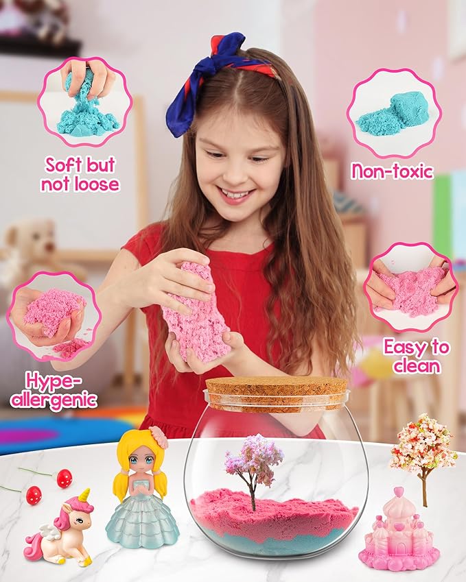 D-FantiX Princess Light Up Terrarium Kit for Kids, Unicorn Toys for Girls Age 4-6-8-10, Led Night Light Birthday Gifts for Girls 4 5 6 7 8-12 Year Old, DIY Arts and Crafts, Christmas Stocking Stuffers