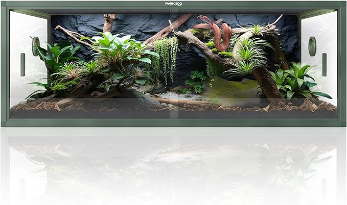 Phailozoo 85 Gallon Reptile Tank, Front Opening Snake Tank for Easy Maintenance, Reptile Enclosure with Top Screen Ventilation 48''x24''x18''