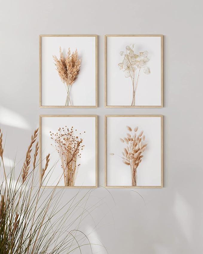 HAUS AND HUES Brown Plant Set of 4-16x20 Framed Beige