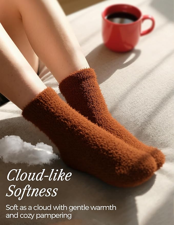 TEHOOK Warm & Cozy Valentines Gifts for Women, Fluffy Fuzzy Plush Sleeping Slipper Socks - Soft Warm Fabric