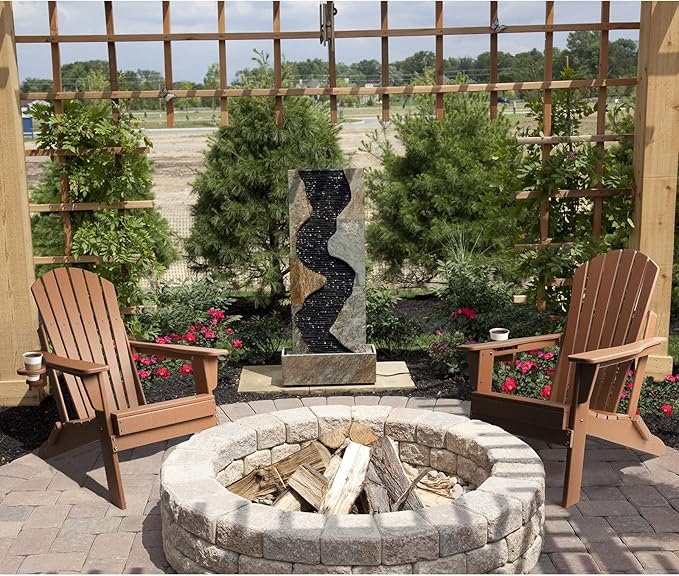 FUNBERRY Folding Adirondack Chair Set of 3, All Weather HDPE Fire Pit Chairs with Cup Holder for Outdoor